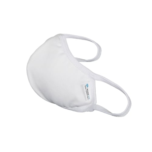 Reusable Fabric Face Mask, Antimicrobial, Water Repellent, White - 5/Bag